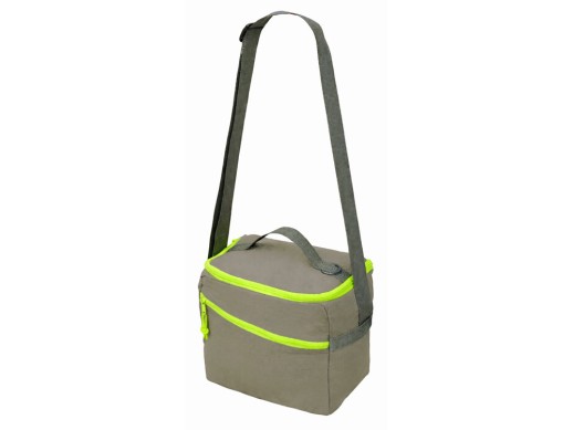 Изотермическая сумка-холодильник Neo Classic c контрастной молнией, серый/зеленое яблоко с нанесением логотипа с нанесением логотипа