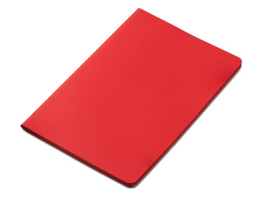 Блокнот Audrey А5 на сшивке в гибкой обложке софт-тач, красный с нанесением логотипа с нанесением логотипа