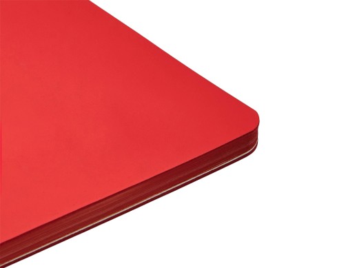 Блокнот Audrey А5 на сшивке в гибкой обложке софт-тач, красный с нанесением логотипа с нанесением логотипа