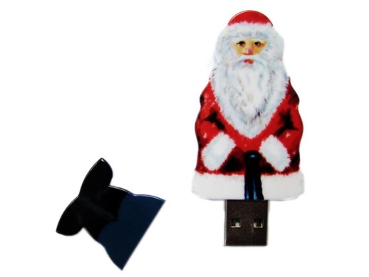 USB-флешка на 64 ГБ Дед Мороз Santa под нанесение, белый с нанесением логотипа с нанесением логотипа