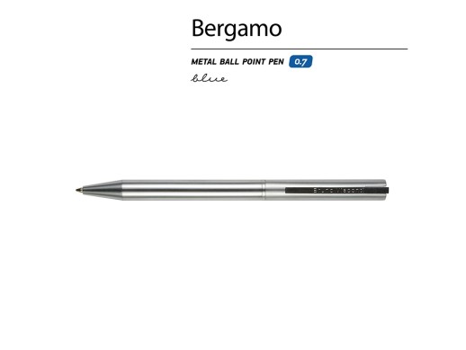 Ручка металлическая шариковая Bergamo, серебристый с нанесением логотипа с нанесением логотипа