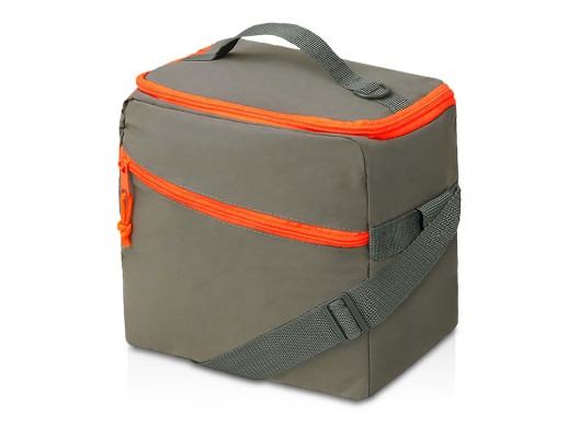 Изотермическая сумка-холодильник Neo Classic c контрастной молнией, серый/оранжевый с нанесением логотипа с нанесением логотипа