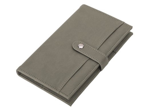 Блокнот-кошелек с сменным блоком А6 Wall Street, 64 листа, темно-серый с нанесением логотипа с нанесением логотипа