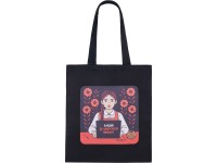 Сумка для шопинга Carryme 140 хлопковая, 140 г/м2, черный с DTF - цифровая вышивка