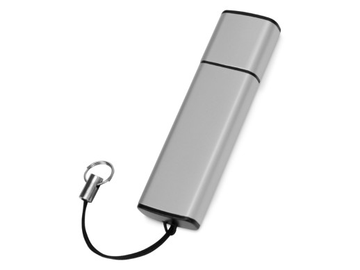 Флеш-карта USB 2.0 16 Gb металлическая с колпачком Borgir, стальной с нанесением логотипа с нанесением логотипа