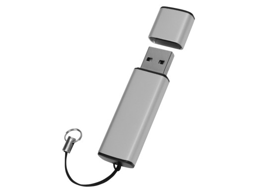 Флеш-карта USB 2.0 16 Gb металлическая с колпачком Borgir, стальной с нанесением логотипа с нанесением логотипа