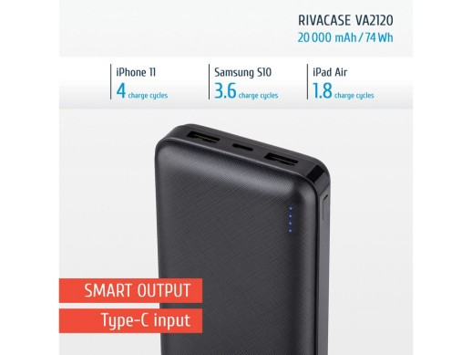 RIVACASE VA2120 (20000mAh), внешний аккумулятор /24 с нанесением логотипа с нанесением логотипа