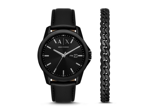 Подарочный набор: часы наручные мужские с браслетом. Armani Exchange с нанесением логотипа с нанесением логотипа