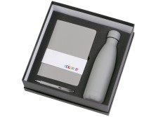 Подарочный набор с блокнотом С2, металлической ручкой и термобутылкой, серый