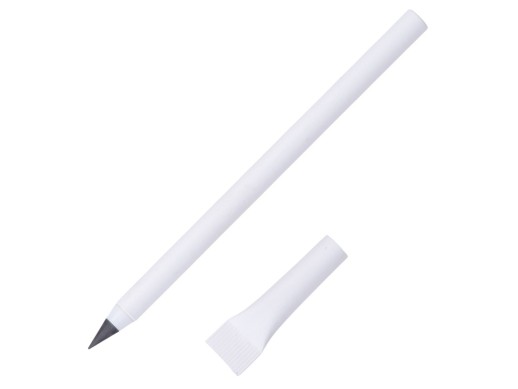 Вечный карандаш из переработанной бумаги Recycled pencil, белый с нанесением логотипа с нанесением логотипа