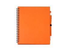 Блокнот LEYNAX с ручкой из переработанного картона, оранжевый