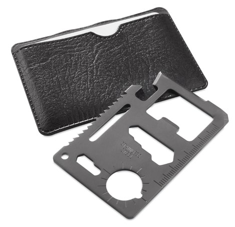 Мультиинструмент WICAX в чехле из искусственной кожи, 7 x 4.5 см, нерж. сталь, черный, серый , 344208/35