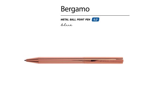 Ручка металлическая шариковая Bergamo, розовое золото с нанесением логотипа с нанесением логотипа