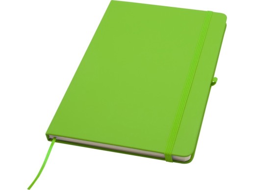 Блокнот Spectrum Plus формата A5 в твердой обложке - Зеленый лайм с нанесением логотипа с нанесением логотипа