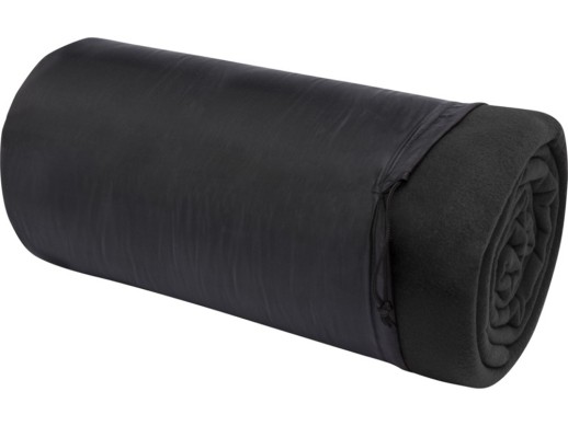 Huggy флисовое одеяло 220x250 см - сплошной черный с нанесением логотипа с нанесением логотипа