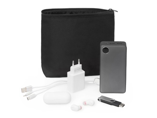 Органайзер для электроники и проводов Amalia из полиэстера 300D с подкладкой, черный