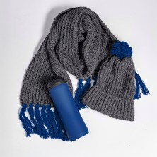 Набор подарочный COLD NIGHT: шарф и шапка, термокружка; синий   39534/24
