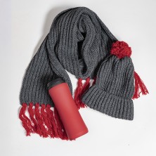 Набор подарочный COLD NIGHT: шарф и шапка, термокружка; красный   39534/08