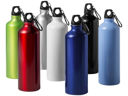 Алюминиевая бутылка для воды Oregon объемом 770 мл с карабином - Красный с нанесением логотипа с нанесением логотипа