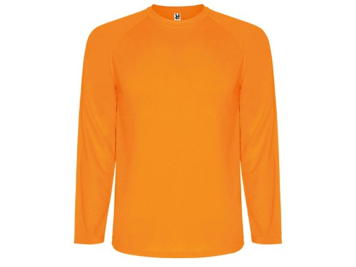 Футболка Montecarlo мужская с длинным рукавом, неоновый оранжевый с нанесением логотипа с нанесением логотипа