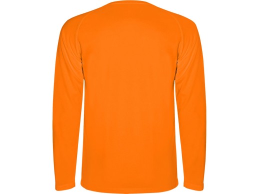 Футболка Montecarlo мужская с длинным рукавом, неоновый оранжевый с нанесением логотипа с нанесением логотипа