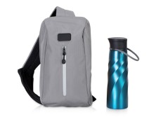 Подарочный набор с бутылкой для воды в сумке - слинге  Athletic nomad, синий