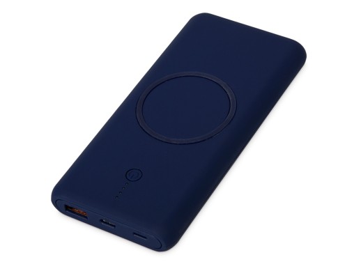 Внешний беспроводной аккумулятор c QC/PD Reload, 10000 mAh, темно-синий (Р) с нанесением логотипа с нанесением логотипа