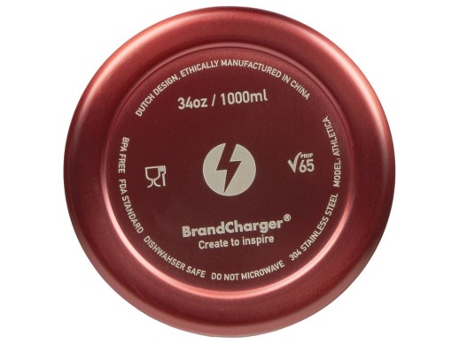 Бутылка для воды Athletica, 1000 мл, нержавеющая сталь, красный с нанесением логотипа с нанесением логотипа