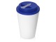 Пластиковый стакан Take away с двойными стенками и крышкой с силиконовым клапаном, 350 мл, белый/синий