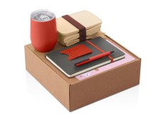 Набор с термокружкой, блокнотом, ручкой и ланчбоксом Refreshment, красный