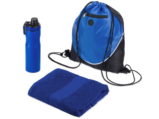 Спортивный набор со стальной бутылкой и полотенцем Advanced, синий