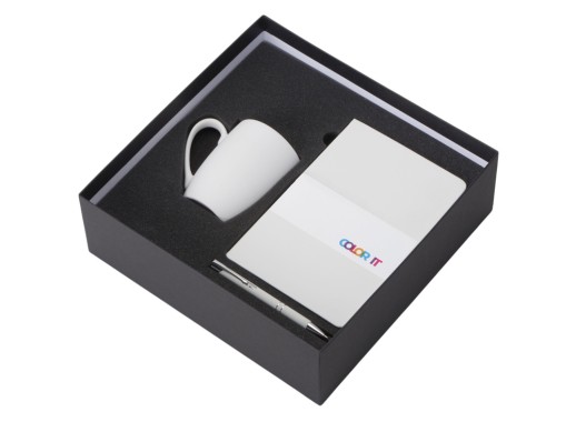 Подарочный набор с блокнотом С2, металлической ручкой и кружкой, белый