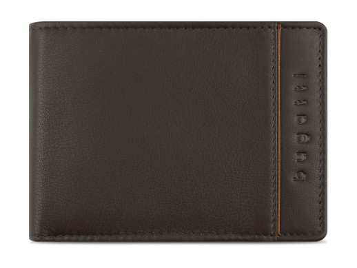 Портмоне BUGATTI Banda, с защитой данных RFID, коричневое, кожа/полиэстер, 12,5х2х9 см
