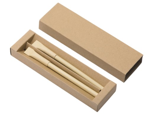 Набор из ручки и вечного карандаша из переработанной бумаги Recycled Duo, натуральный