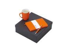 Подарочный набор с блокнотом С1, металлической ручкой и кружкой, оранжевый