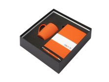 Подарочный набор с блокнотом С1, металлической ручкой и кружкой, оранжевый
