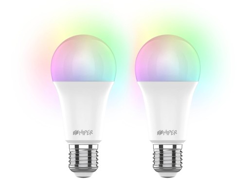 Набор из двух лампочек IoT CLED M1 RGB, E27, белый с нанесением логотипа с нанесением логотипа