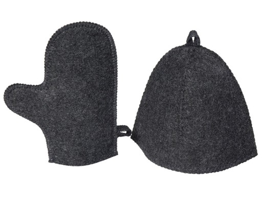 Банный набор из шапки и рукавицы Renew, серый с нанесением логотипа с нанесением логотипа