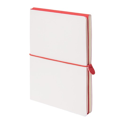 Бизнес-блокнот Combi, 130*210 мм, бело-красный, кремовый форзац, гибкая обложка, в клетку/нелин ,   21219/08