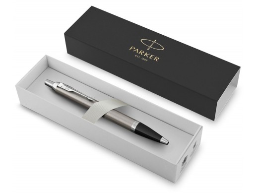 Шариковая ручка Parker IM Stainless Steel CT, стержень: M, цвет чернил: blue, в подарочной упаковке. с нанесением логотипа с нанесением логотипа