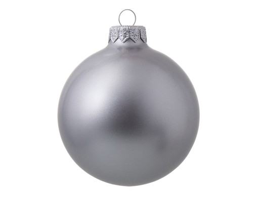 Стеклянный елочный шар Christmas bauble, серебро, металлик, с серебристым колпачком в черной коробке с нанесением логотипа с нанесением логотипа