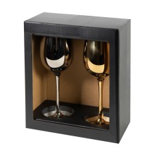 Бокалы для вина 2 штуки MOON&SUN, золотой и серебяный, 22,5х24,8х11,9см, стекло ,   26702