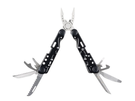 Мультитул Stinger, 105x40 мм, 13 функций, сталь, чёрно-серебристый, в комплекте нейлоновый чехол с нанесением логотипа с нанесением логотипа