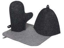 Банный набор из шапки, рукавицы и коврика Calm, серый