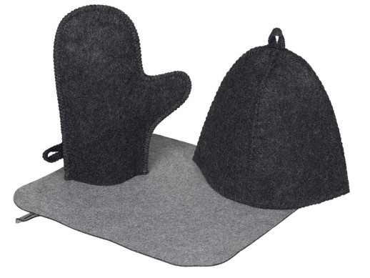 Банный набор из шапки, рукавицы и коврика Calm, серый