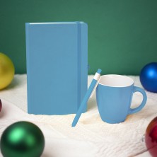Подарочный набор HAPPINESS: блокнот, ручка, кружка, голубой   39483/22