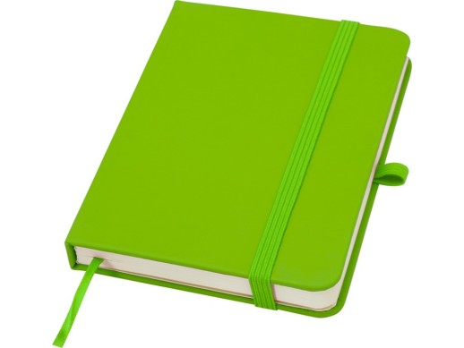 Блокнот Spectrum Plus формата A6 в твердой обложке - Зеленый лайм с нанесением логотипа с нанесением логотипа