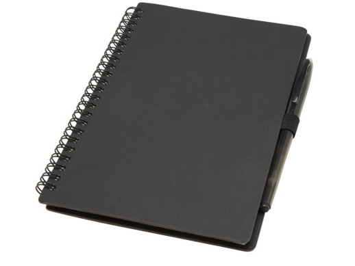 Slate многоразовый набор из блокнота в мягкой обложке и ручки - сплошной черный с нанесением логотипа с нанесением логотипа