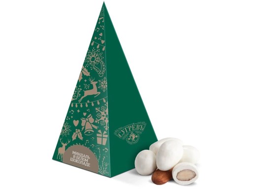 Драже миндаль в белой шоколадной глазури в подарочной упаковке с нанесением логотипа с нанесением логотипа