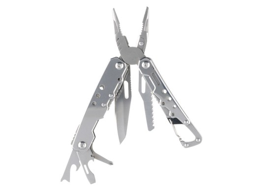 Мультитул Stinger, 105x40 мм, 12 функций, сталь, серебристый, в комплекте нейлоновый чехол с нанесением логотипа с нанесением логотипа